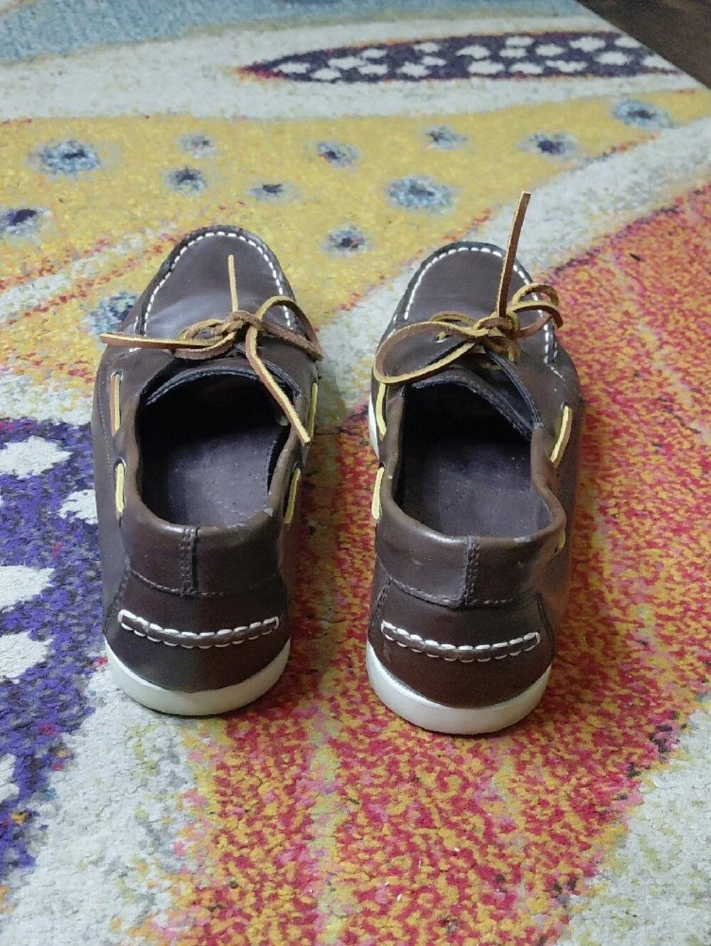 Sonoma Dark Brown Leather Boat Shoes with Tan Laces